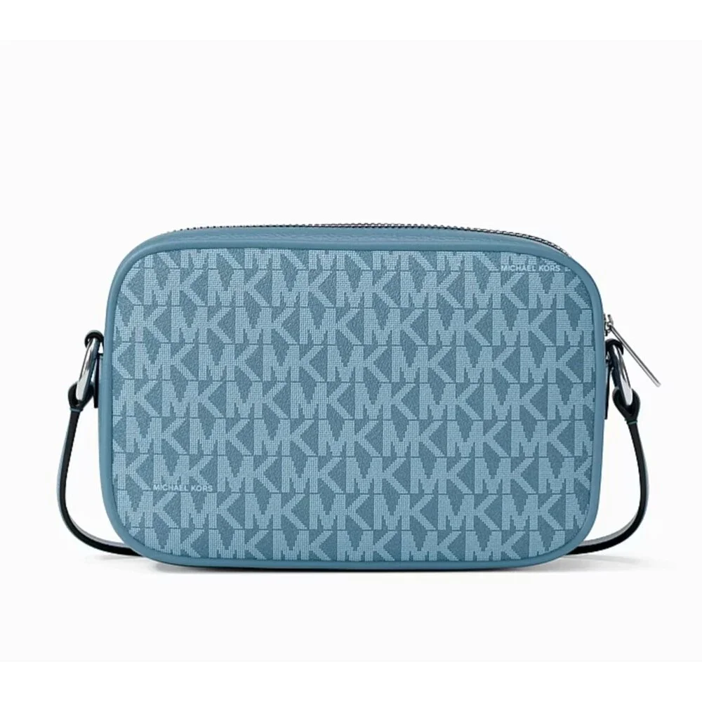 Michael Kors Jet Set Travel Small Denim Logo Camera Crossbody Bag 35S6STVC1V NEW